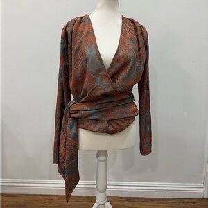 Zara Trafaluc Metallic Shimmer Wrap Top Size Small